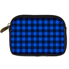 Blue And Black Plaid Pattern Digital Camera Cases by Valentinaart