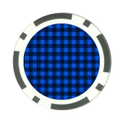 Blue And Black Plaid Pattern Poker Chip Card Guard (10 Pack) by Valentinaart