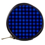 Blue and black plaid pattern Mini Makeup Bags Back