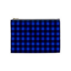 Blue And Black Plaid Pattern Cosmetic Bag (medium)  by Valentinaart