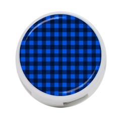 Blue And Black Plaid Pattern 4-port Usb Hub (one Side)