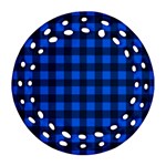 Blue and black plaid pattern Round Filigree Ornament (Two Sides) Front