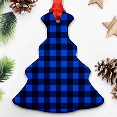 Blue And Black Plaid Pattern Christmas Tree Ornament (two Sides) by Valentinaart