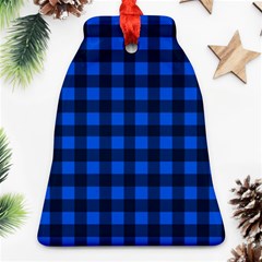 Blue And Black Plaid Pattern Bell Ornament (two Sides) by Valentinaart