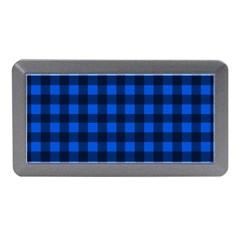 Blue And Black Plaid Pattern Memory Card Reader (mini) by Valentinaart