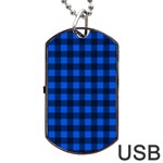 Blue and black plaid pattern Dog Tag USB Flash (Two Sides) Front