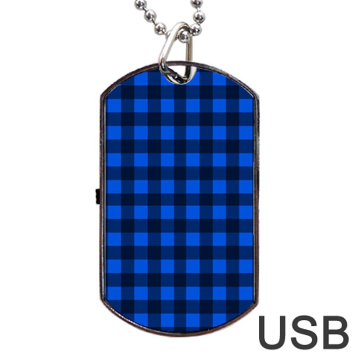 Blue and black plaid pattern Dog Tag USB Flash (Two Sides)