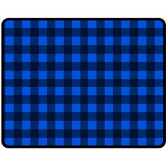 Blue And Black Plaid Pattern Double Sided Fleece Blanket (medium)  by Valentinaart