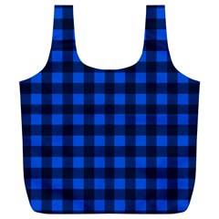 Blue And Black Plaid Pattern Full Print Recycle Bags (l)  by Valentinaart