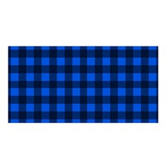 Blue And Black Plaid Pattern Satin Shawl by Valentinaart