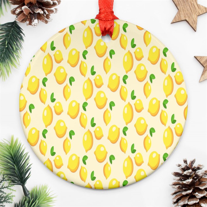 Pattern Template Lemons Yellow Ornament (Round)