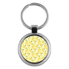 Pattern Template Lemons Yellow Key Chains (round)  by Nexatart