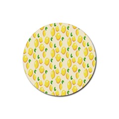 Pattern Template Lemons Yellow Rubber Coaster (round)  by Nexatart