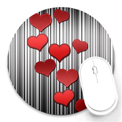 Valentines Day Pattern Round Mousepads by Valentinaart