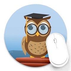 Read Owl Book Owl Glasses Read Round Mousepads by Nexatart