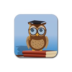 Read Owl Book Owl Glasses Read Rubber Coaster (square)  by Nexatart