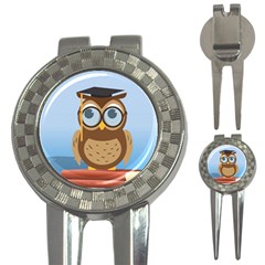 Read Owl Book Owl Glasses Read 3-in-1 Golf Divots by Nexatart