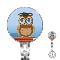 Read Owl Book Owl Glasses Read Stainless Steel Nurses Watch by Nexatart