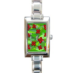 Flowers Rectangle Italian Charm Watch