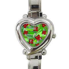 Flowers Heart Italian Charm Watch