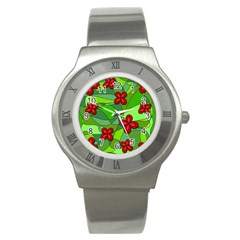 Flowers Stainless Steel Watch