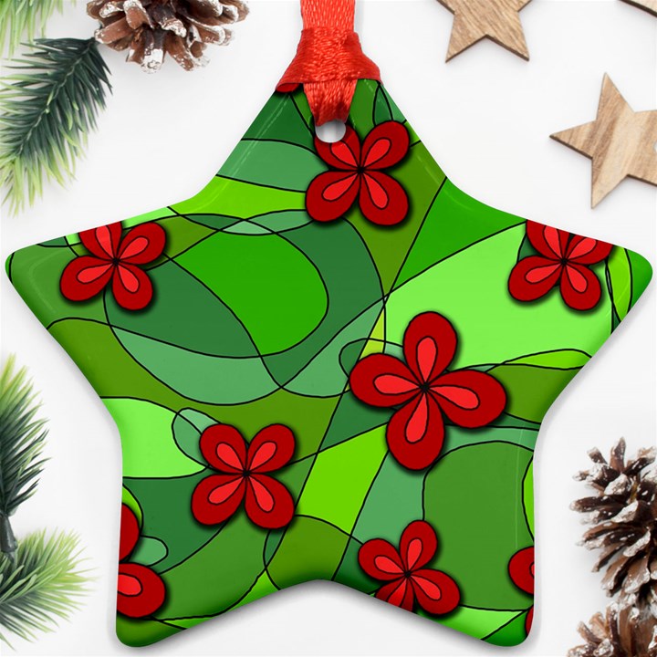 Flowers Star Ornament (Two Sides)