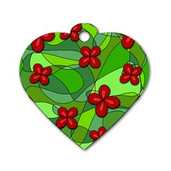 Flowers Dog Tag Heart (One Side)