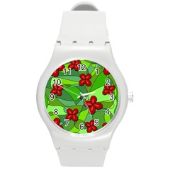 Flowers Round Plastic Sport Watch (M)