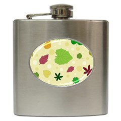 Leaves Pattern Hip Flask (6 Oz) by Nexatart