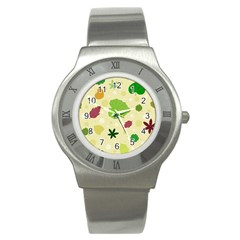 Leaves Pattern Stainless Steel Watch