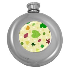 Leaves Pattern Round Hip Flask (5 Oz)