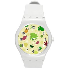 Leaves Pattern Round Plastic Sport Watch (m)