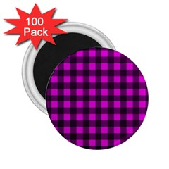 Magenta And Black Plaid Pattern 2 25  Magnets (100 Pack)  by Valentinaart