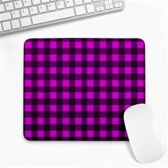 Magenta And Black Plaid Pattern Large Mousepads by Valentinaart