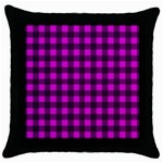 Magenta and black plaid pattern Throw Pillow Case (Black) Front