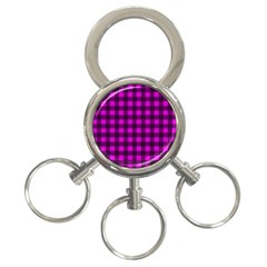 Magenta And Black Plaid Pattern 3-ring Key Chains by Valentinaart