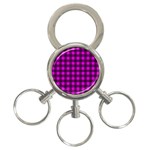 Magenta and black plaid pattern 3-Ring Key Chains Front