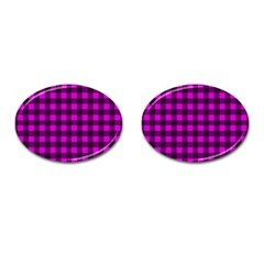 Magenta And Black Plaid Pattern Cufflinks (oval) by Valentinaart