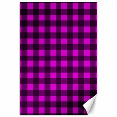 Magenta And Black Plaid Pattern Canvas 12  X 18   by Valentinaart