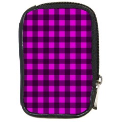 Magenta And Black Plaid Pattern Compact Camera Cases by Valentinaart