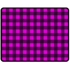 Magenta And Black Plaid Pattern Double Sided Fleece Blanket (medium)  by Valentinaart