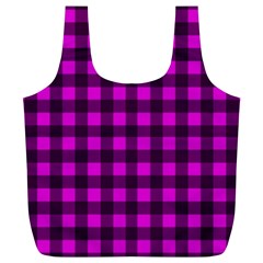 Magenta And Black Plaid Pattern Full Print Recycle Bags (l)  by Valentinaart