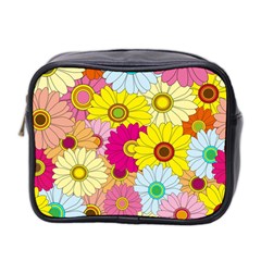 Floral Background Mini Toiletries Bag 2-side by Nexatart