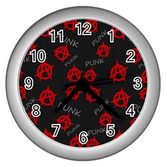 Anarchy Pattern Wall Clocks (silver)  by Valentinaart