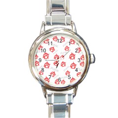 Punk Pattern Round Italian Charm Watch by Valentinaart