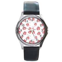 Punk Pattern Round Metal Watch by Valentinaart