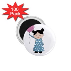 Valentines Day Girl 1 75  Magnets (100 Pack) 