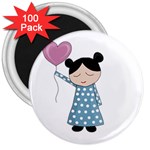 Valentines day girl 3  Magnets (100 pack) Front