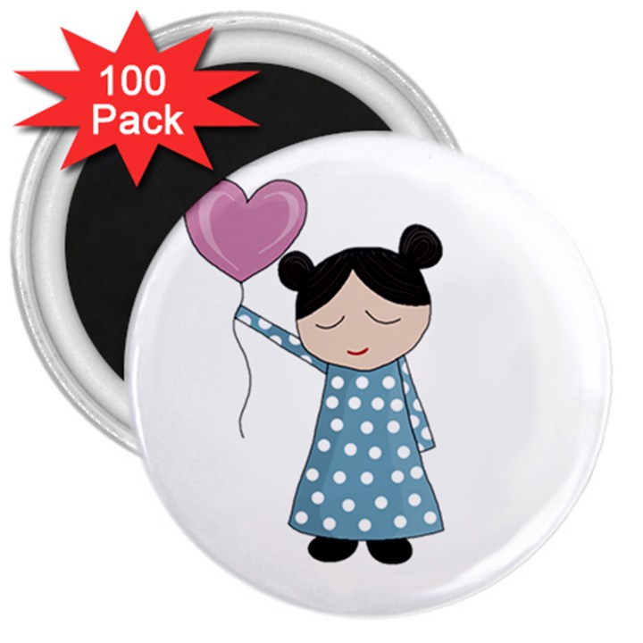 Valentines day girl 3  Magnets (100 pack)