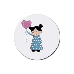 Valentines Day Girl Rubber Coaster (round)  by Valentinaart